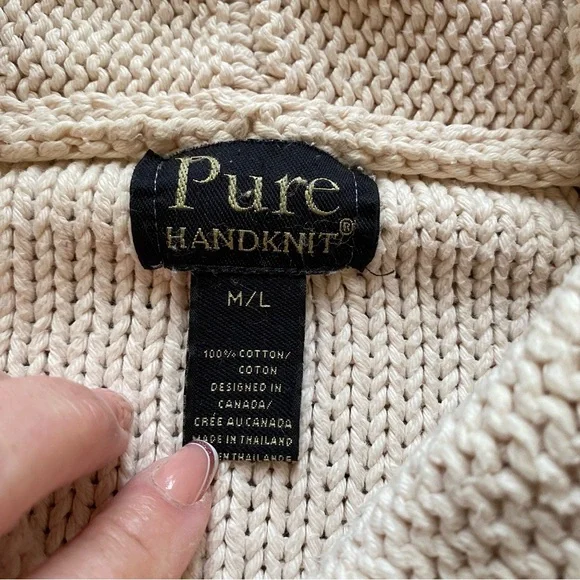 PURE HANDKNIT Button Front Knit Sweater Jacket M/L - Picture 8 of 10